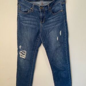 Liverpool Jeans Company Dark Blue Distressed Slim Boyfriend Jeans